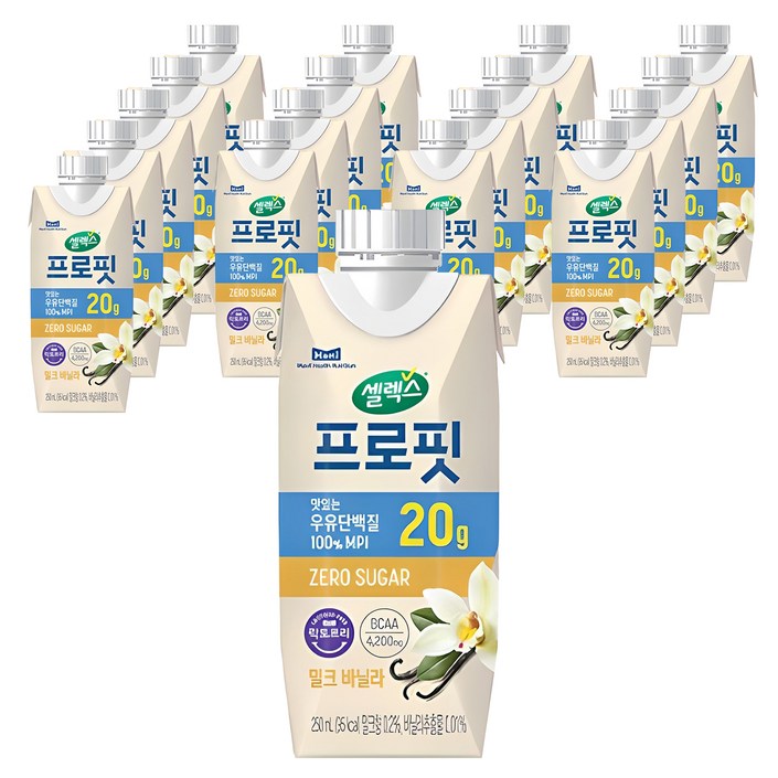 셀렉스 프로핏 우유단백질 드링크믹스 RTD 밀크 바닐라, 250ml, 18개 셀렉스 프로핏 우유단백질 드링크믹스 RTD 밀크 바닐라, 250ml, 18개