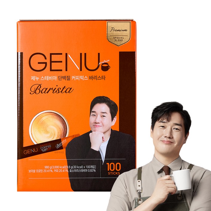 제누 스테비아 단백질 커피믹스 바리스타, 9.8g, 100개입, 1개 제누 스테비아 단백질 커피믹스 바리스타, 9.8g, 100개입, 1개