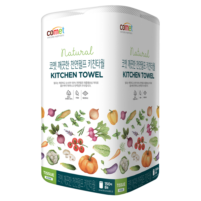 코멧 깨끗한 천연펄프 키친타월