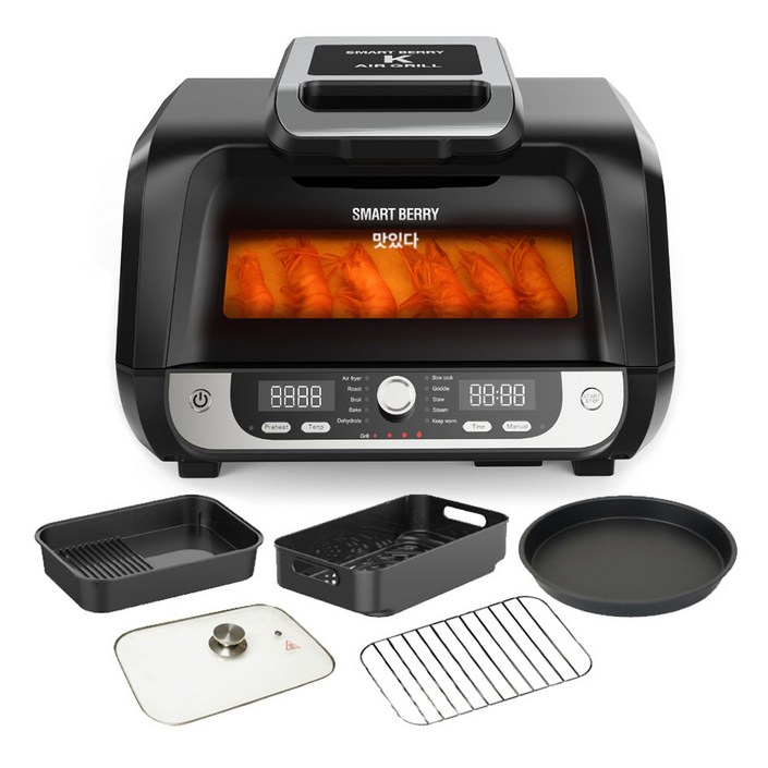 스마트베리 13 in1 멀티쿠커 자동온도센서 에어프라이어 앤 그릴 프로, SBA01, 블랙