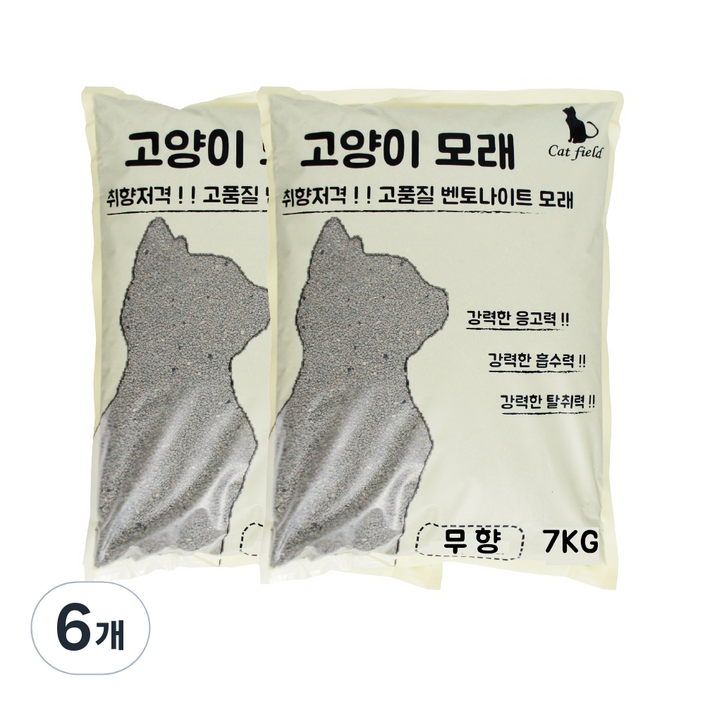 캣필드 응고형 벤토나이트 고양이 모래, 10L, 6개, 무향