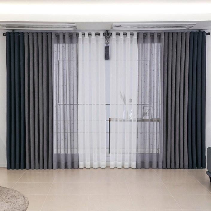 지나송 디엔느 4중직 암막커튼 3종  커튼봉 세트