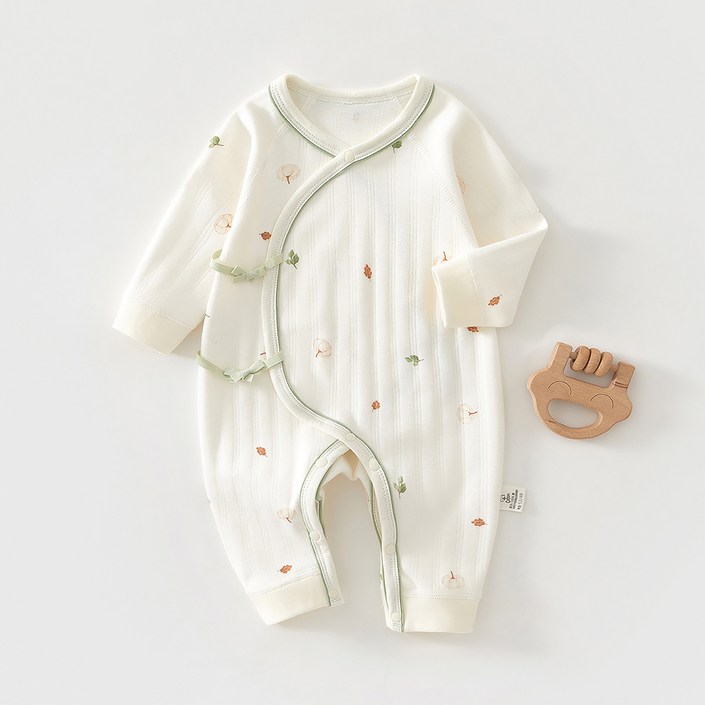 베베니즈 신생아용 리본배냇 순면 긴팔 우주복