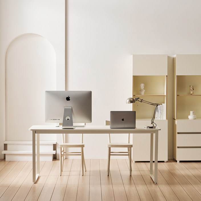 소르니아 라운드 1200x600 책상 방문설치, 아이보리