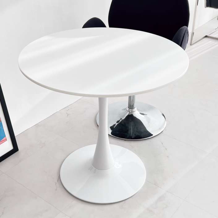 오브민 프리미엄 하이그로시 800 원형 식탁 테이블, 화이트, 4인용