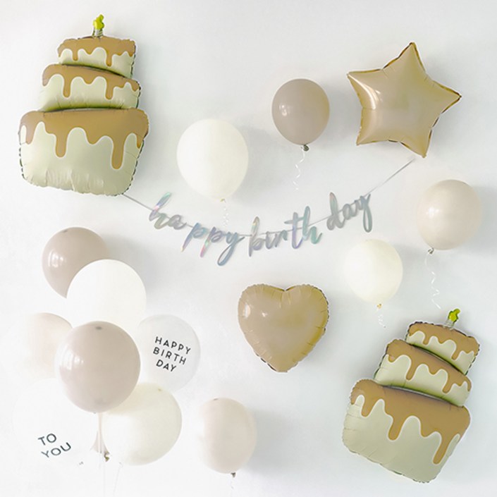 파티해 생일파티 풍선 세트, A 08 케이크 베이지, 1세트
