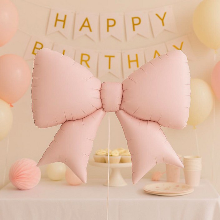 메리팡 대형 리본풍선 라지쉐잎 베이직리본 파티 데코 생일 100일 돌잔치 촬영소품