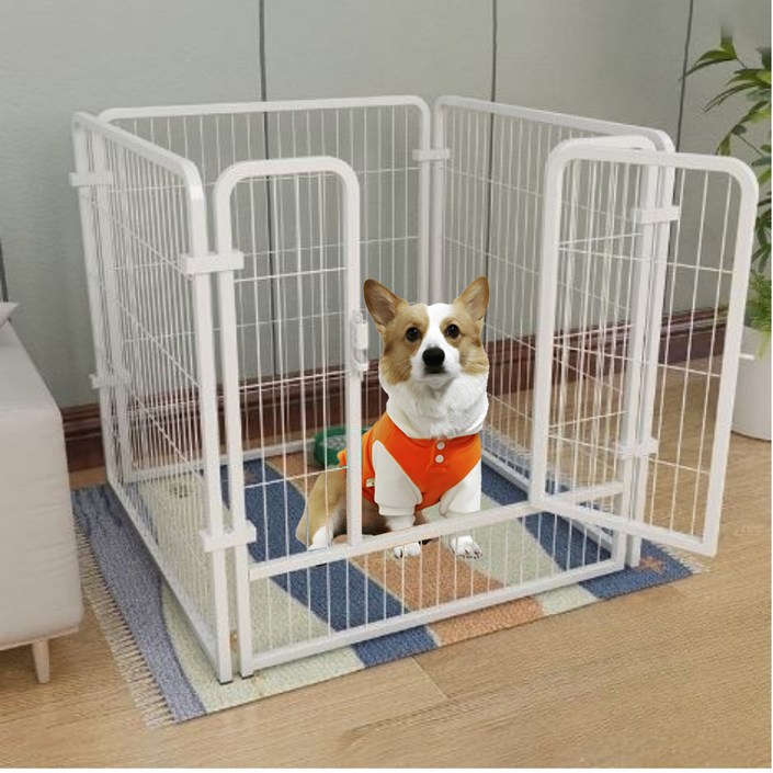 에버루나 메탈 강아지 울타리 펜스, 1개, 화이트
