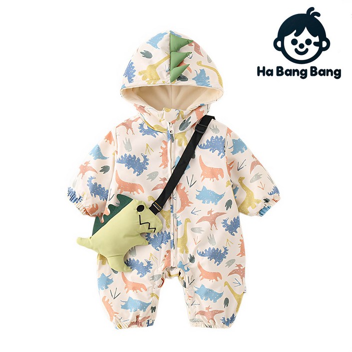 로을 신생아 아기 공룡 카툰 100일 바람막이 아기옷 패딩우주복
