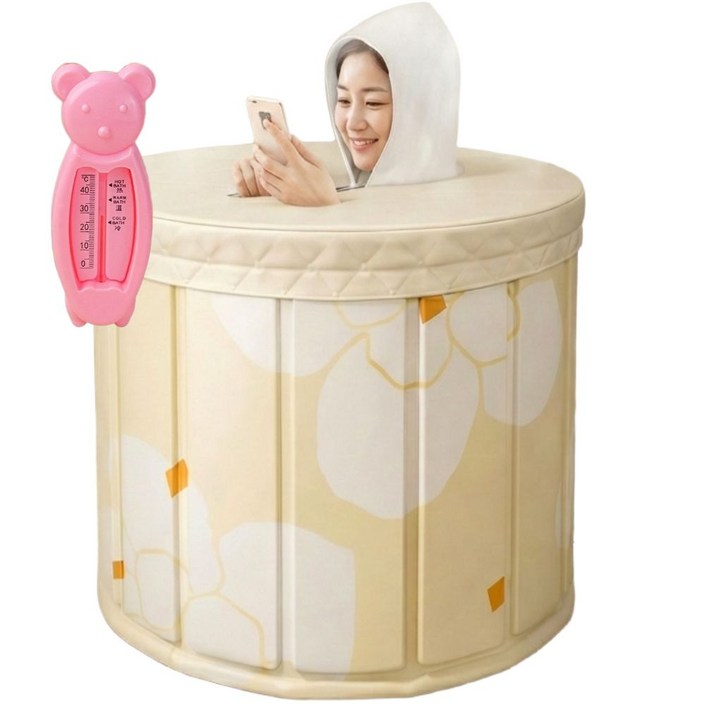 본생활 반신욕조 온신욕조 목욕통 접이식욕조 이동식욕조 덮개포함, 1개, 별달