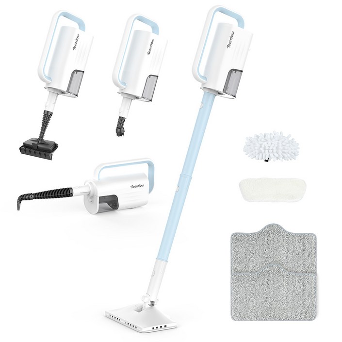 2025년형 Teendow 고온 스팀청소기 다용도 1300w 고압 스팀물걸레청소기리필걸레세트다양한 구성품, 블루