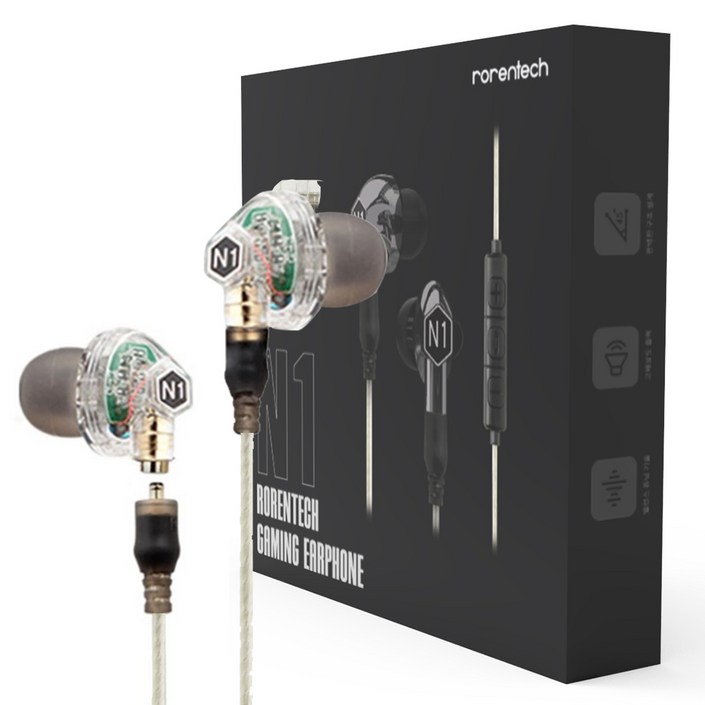 로랜텍 VJJB 프리미엄 인이어 이어폰, N1, 투명화이트