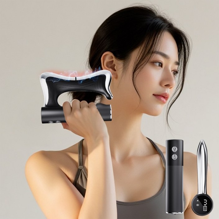 YINUO 근막 괄사 저주파 마사지기 저주파기 고성능 미세전류 바디 라인 관리 M062, 블랙