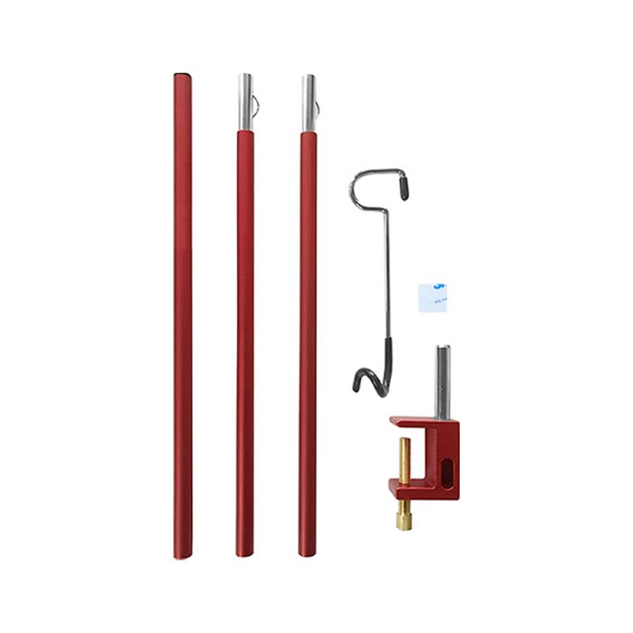 KOOLMAN쿨맨 3단 테이블 랜턴걸이 길이조절형, 3단 테이블 랜턴걸이  레드, 1개