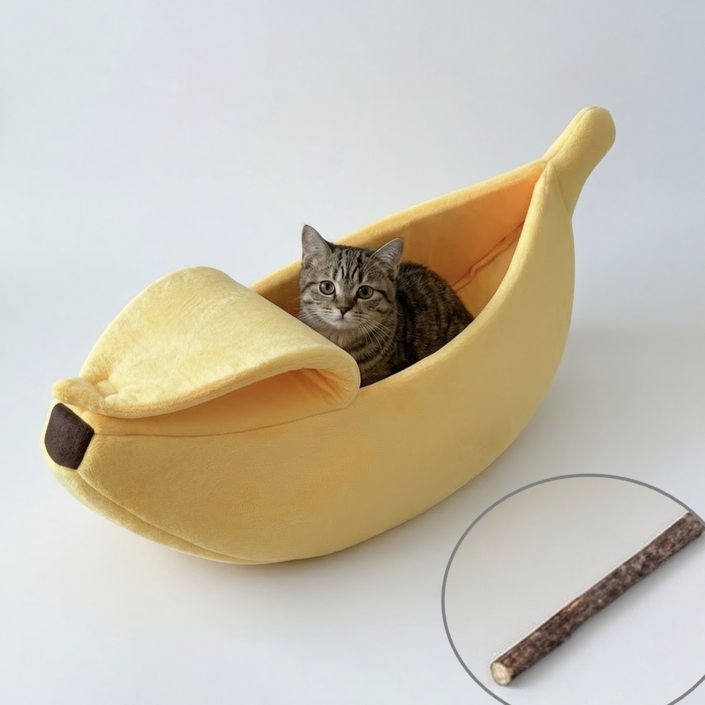 이름없는 바나나 펫 하우스 숨숨집 쿠션 방석 1개  마따따비 스틱 1개  고양이강아지 겸용
