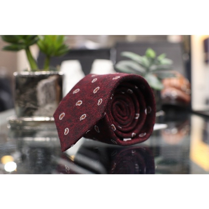 본 BON 와인 페이즐리 도트 정장 넥타이 BN0SF3503 WI