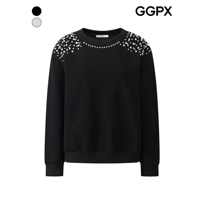 GGPX 진주 앤 큐빅 포인트 맨투맨 티셔츠 GPCTS017F