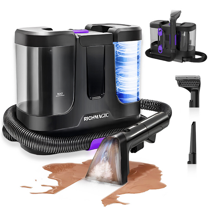 2025년형 RichMagic 다용도 패브릭 청소기 가정용 카페트 침구 소파 물흡입 습식청소기, 블랙, QVC6000R