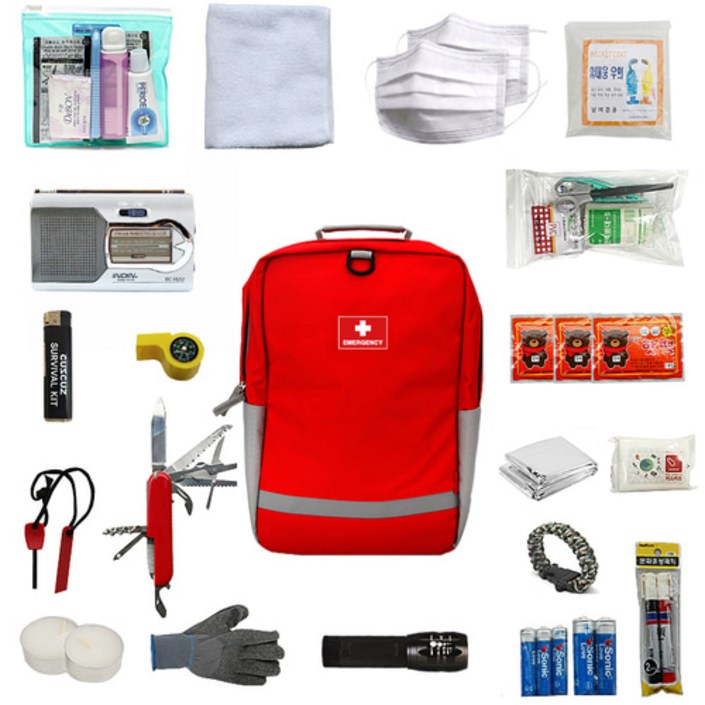 재난대비 생존배낭20종 구성품 포함 세트  생존배낭풀세트 생존키트 재난가방세트 재난가방4인 재난대비용품생존배낭키트 군용재난가방생존키트 재난대비용품 등산가방 수급에따라 가방바뀜