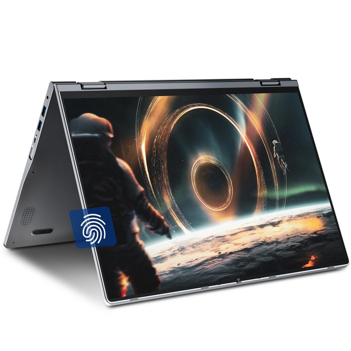 JUMPER 노트북 2-in-1 16인치 접이식 터치스크린 N5095 프로세서 4GB RAM 128GB SSD 지문인식 WiFi6 Windows 11 home, JUMPER J1 SEUN186, WIN11 Home, 4GB, 128GB, 회색
