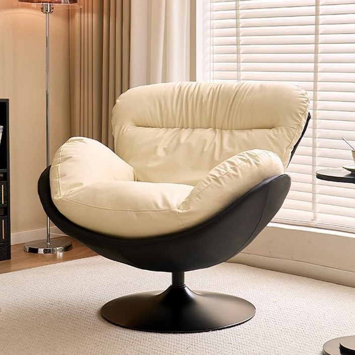 BYOU 럭셔리 1인용 쇼파 360도 회전 가능한 대형 리클라이너 안락 의자, 1개, 블랙+화이트