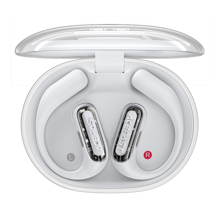 ACEFAST 투명 오픈형 무선 블루투스 이어폰 노이즈캔슬링 LED 귀걸이형 ACEFIT Pro, 그레이