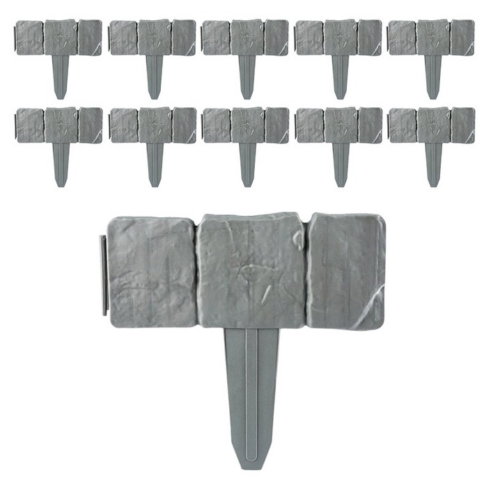 제로앤나인 돌모양 조립식 화단 울타리 10p 정원 펜스, 그레이