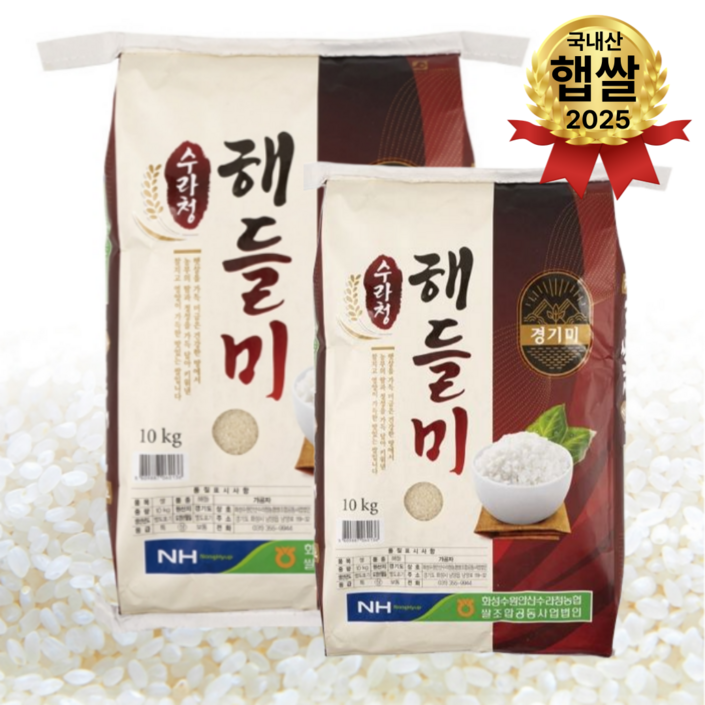 호야마트 2025햅쌀 찰진쌀 경기화성농협 해들미신품종, 상등급, 1개, 10kg