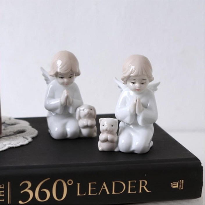 귀여운 아기 천사 도자기 장식 인형 2p set 원룸 식탁