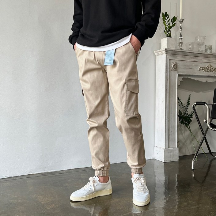 웨일즈 전체스판 바이오워싱 면 카고 조거 팬츠 5 Color