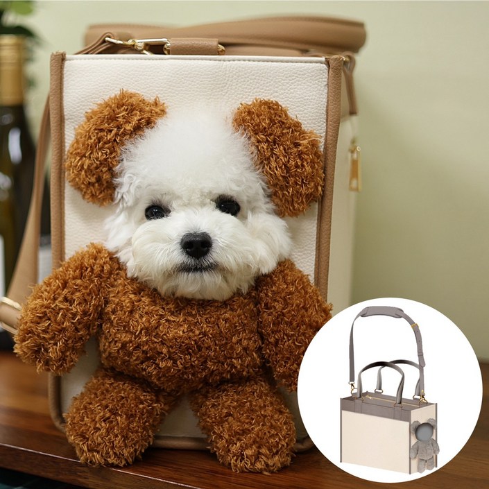 빼꼼캐리어 강아지 고양이 반려동물 이동가방 캐릭터 캐리어, 그레이, 1개