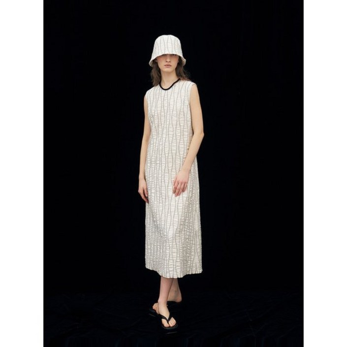 모한 TFR SLEEVELESS STITCH COTTON DRESS_IVORY