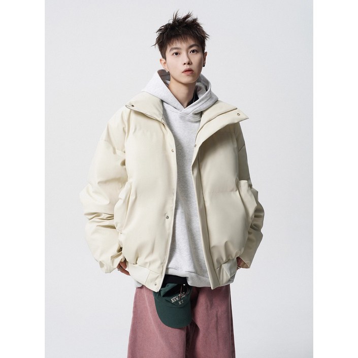 ANYOU 남성용 보온 방한 오리털 패딩 따뜻한 경량 패딩 빅사이즈 루즈핏 방수 자켓