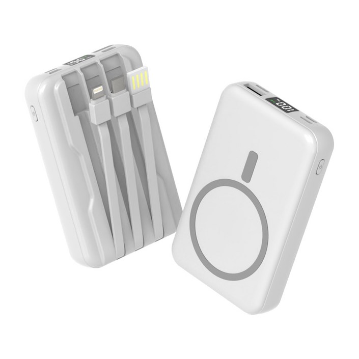 THOUSTA 대용량 무선충전 일체형 맥세이프보조배터리 20000mAh, 화이트, 1개 THOUSTA 대용량 무선충전 일체형 맥세이프보조배터리 20000mAh, 화이트, 1개