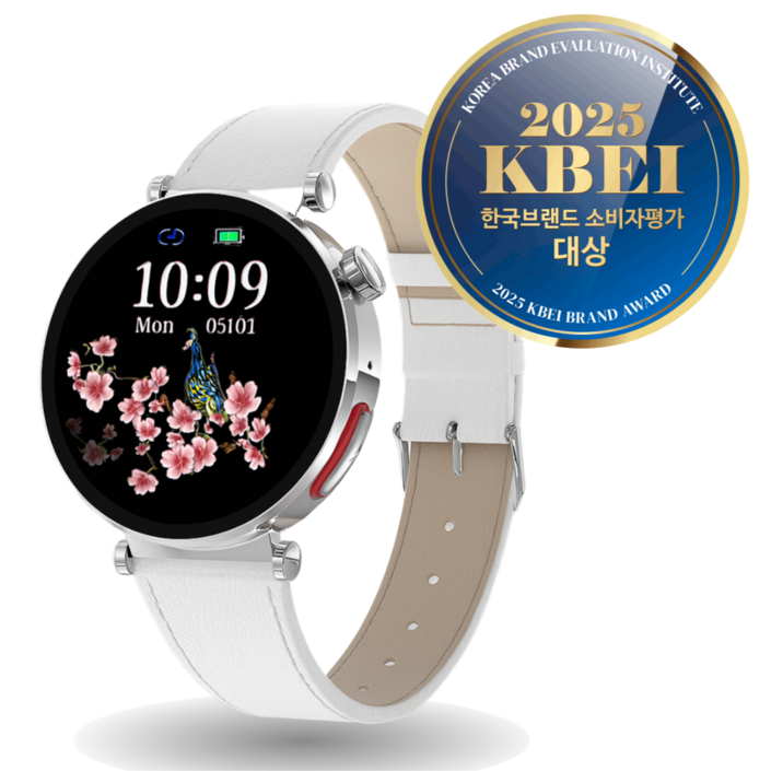 [당일배송] 글루코워치 EP 건강데이터 스마트워치 한국어지원 온라인설명서 AS 지원, 블루투스, 4cm, 화이트레더와실버메쉬