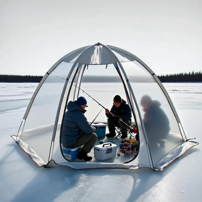 아이스피싱 전문 4-6인용 PVC 투명 돔 텐트 동계 방한 텐트, 야외 경기 관람, 정원 캠핑 용품, 투명 (텐트 바닥 없음)