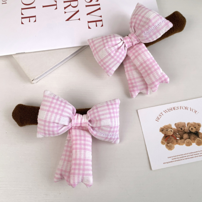 로로먼트 체크 리본 문고리 커버 도톰한 쿠션형 아이 머리 충격 보호 벽면보호 측간소음 방지 층간소음