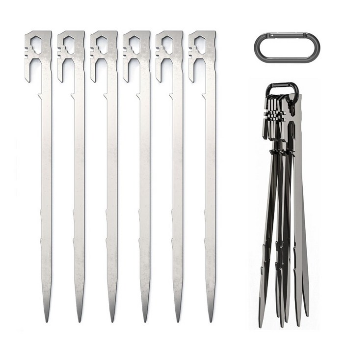 캠핑팩 28cm 6p 고강도 스테인레스 스틸 단조팩 타프팩, 1개