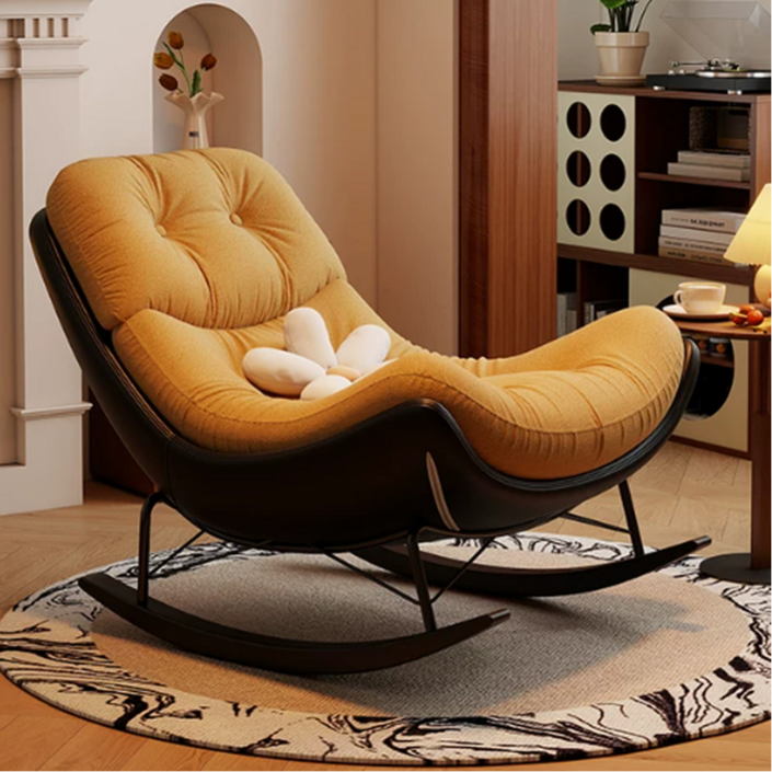 리베누아 Libenoir 프리미엄 1인용 럭셔리 흔들의자 리클라이너 스윙체어 안락의자 독서의자 쇼파, 1개, 8. 옐로우  블랙