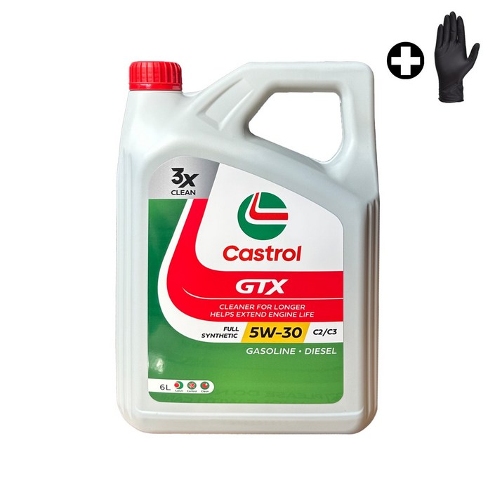 캐스트롤 Castrol GTX C2C3 5W-30 [장갑증정], 6L, 5w30, 3개