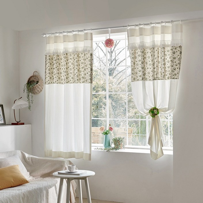 커튼이샵 광목린넨 프릴커튼 2p 세트