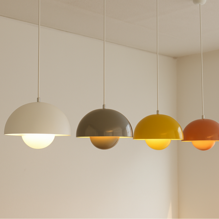 선셋 라이팅 팬던트 식탁 조명 등 전등 갓 인테리어, 머쉬룸 그레이 전구색