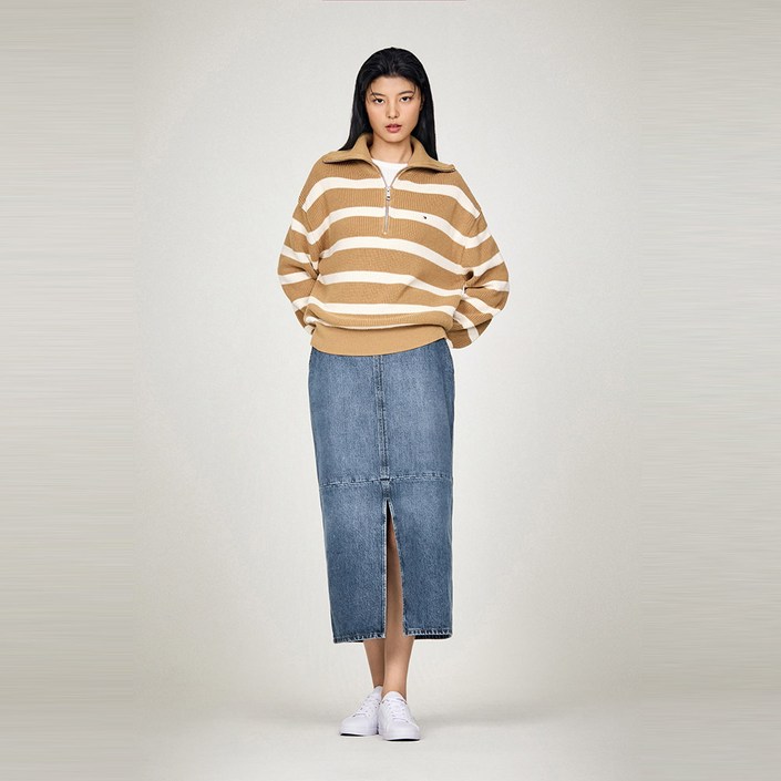 타미힐피거 베스 데님 미디 스커트 T22E6NSC001WT11A4