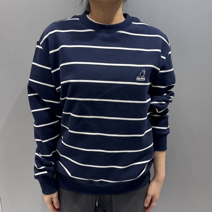 [국내정식매장] 캉골 티셔츠 Kangol 에센셜 스트라이프 스웨트셔츠 1802 다크네이비
