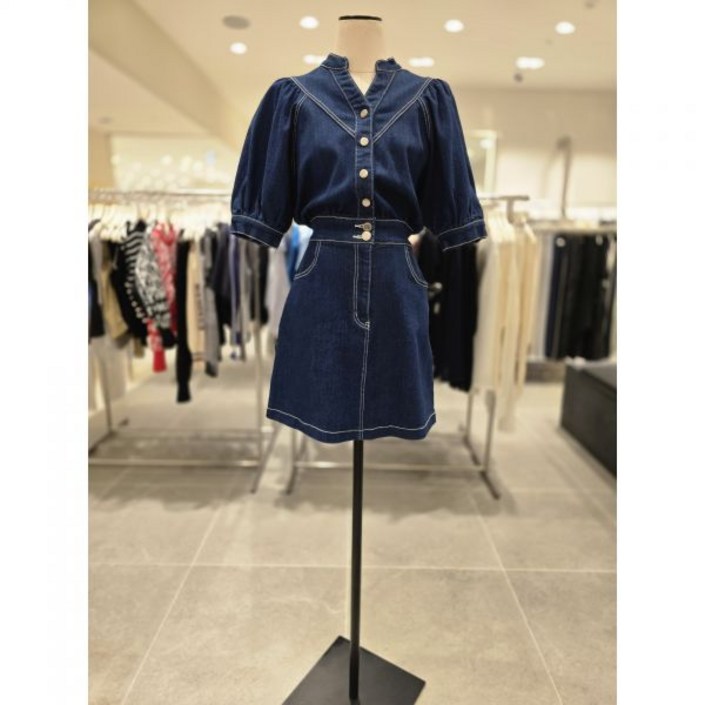 백화점 에고이스트 볼륨 하프 슬리브 데님 미니 원피스 EN2ODO02 아울렛