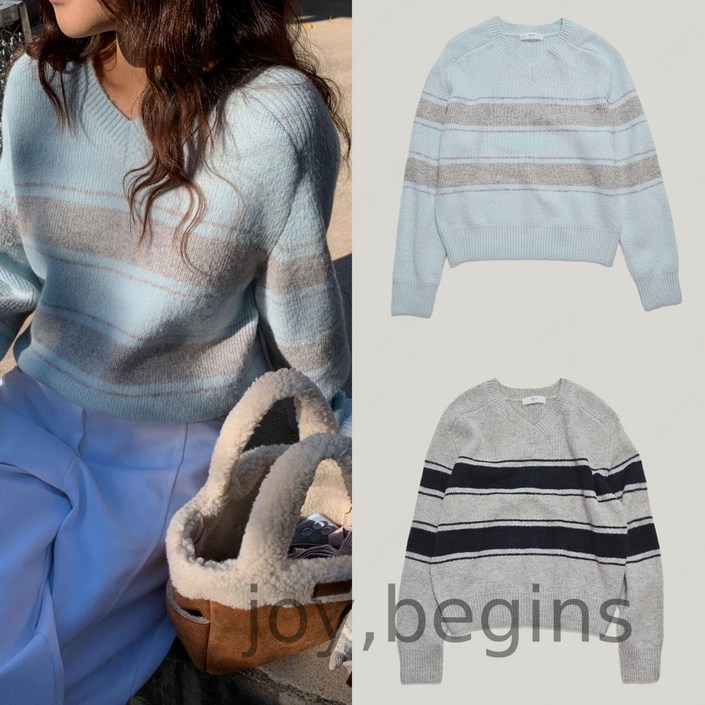 joy, begins  베베 앙고라스트라이프 무드 소프트 니트 2 color