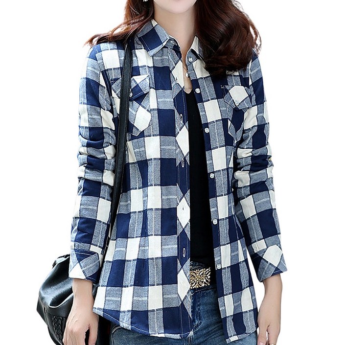 로로스키니 여성 기모 셔츠 체크 남방 겨울 블라우스 LS0485