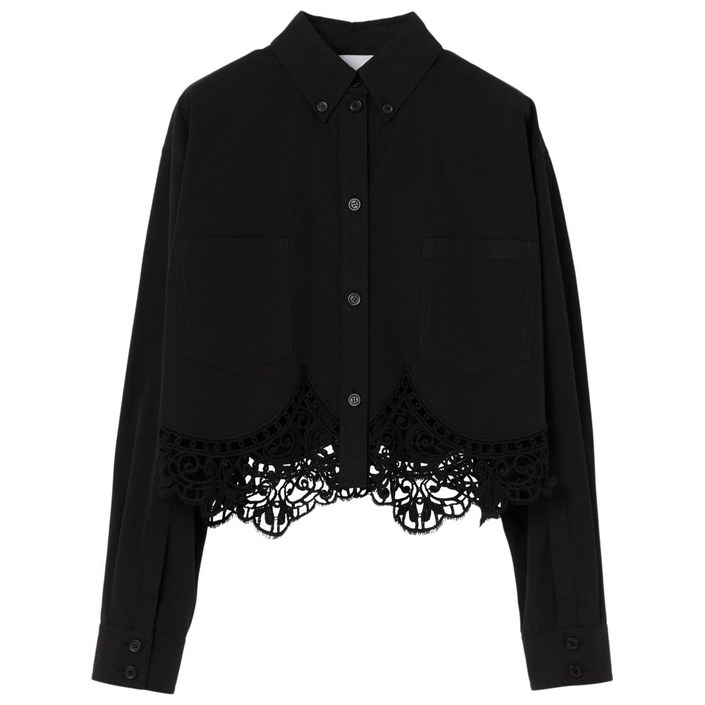 버버리 마크라메 크롭 셔츠