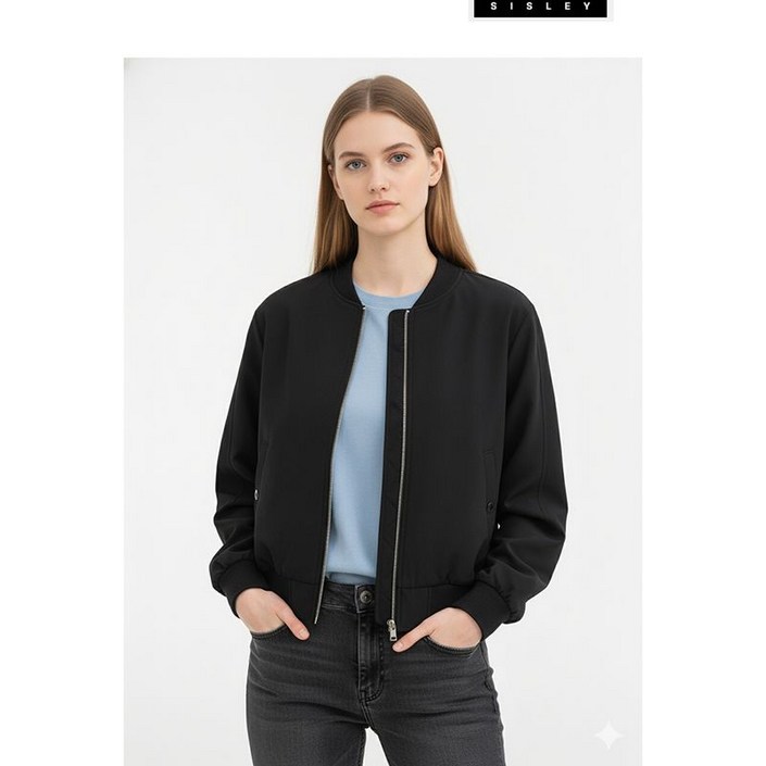 시슬리 솔리드 집업 점퍼 SAJPA2411 BK