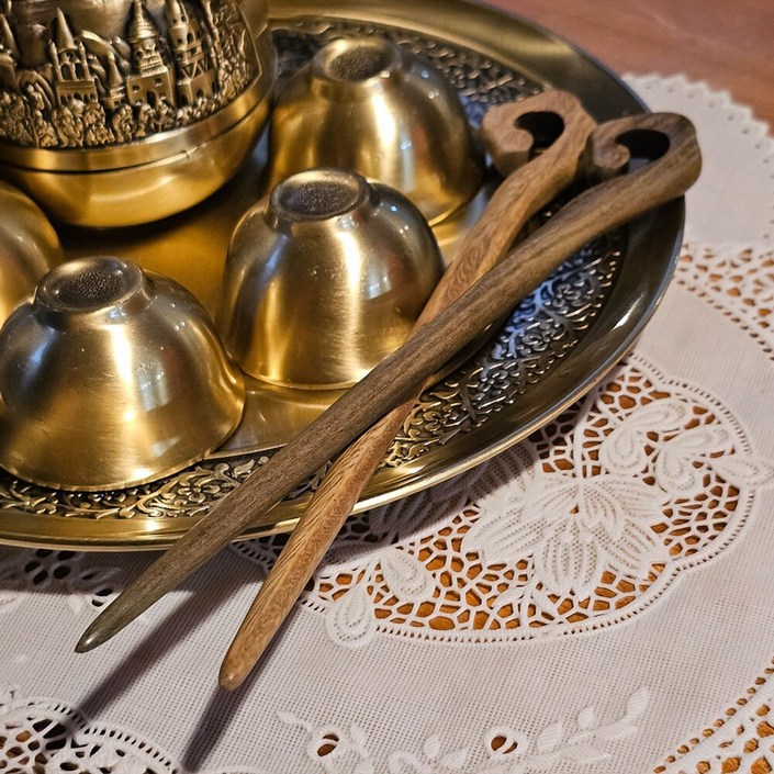 별별 일자 나무 비녀 녹단목 나무 비녀 여성 전통 한복_녹단목